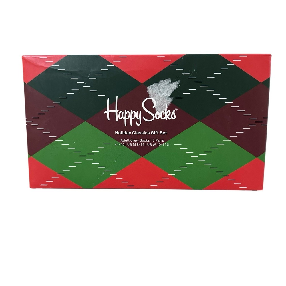 MEN'S HAPPY SOCKS GRAPHIC 3 PAIRS MULTI-COLOR CREW ART COTTON‎ SOCKS SIZE 10-13